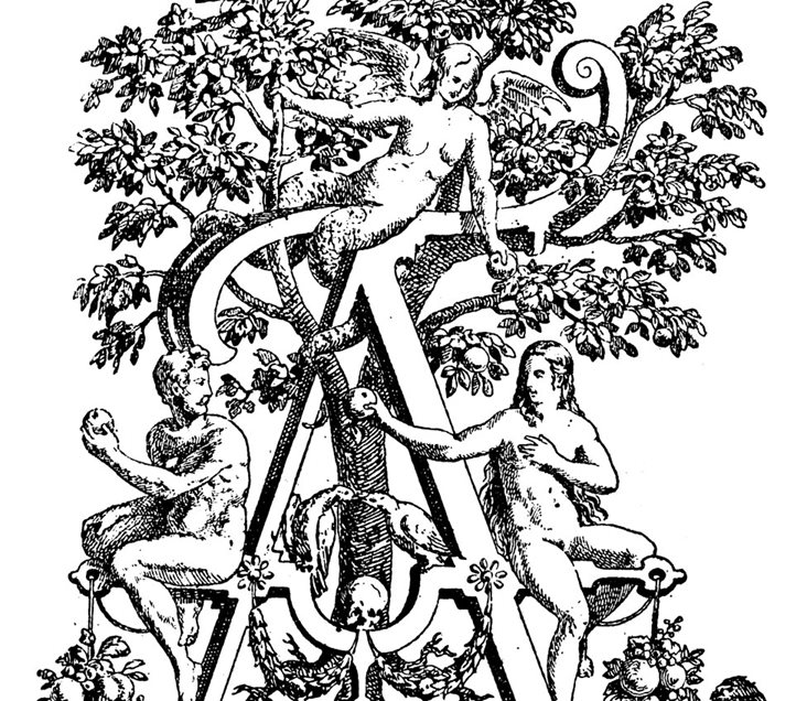 Antigua ilustración de Lilith, con cola de serpiente, con Adán y Eva. ISTOCK