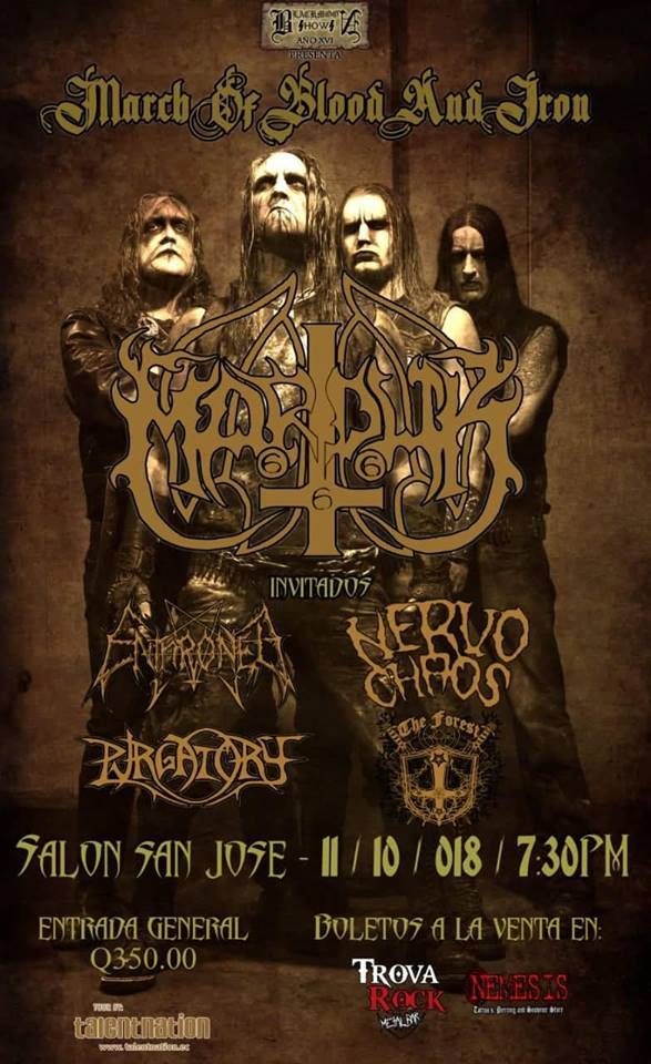 Afiche promocional del próximo concierto de Marduk en Guatemala. (Foto Prensa Libre: Facebook Marduk).